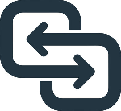 Interlocking Squares with Arrows Icon on White Background data exchange