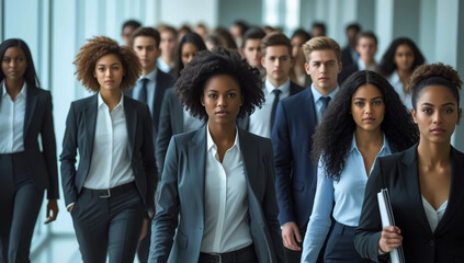 Obraz premium Diverse Group Of Business Professionals Walking Together