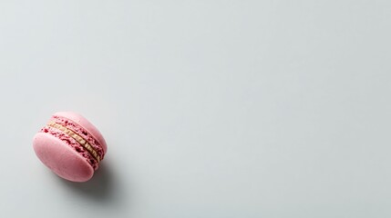Obraz premium A minimalist layout with a single macaron placed near the bottom edge with wide space above