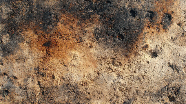 heat damaged surface texture with burn marks and rough gradients, dramatic contrast