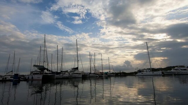 Luxury Yachts Anchored Near Isla Bastimentos in Bocas del Toro, Panama