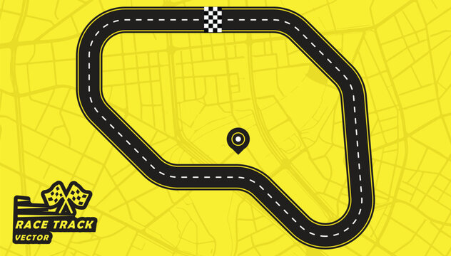 Road track or Race track isolated on yellow background.