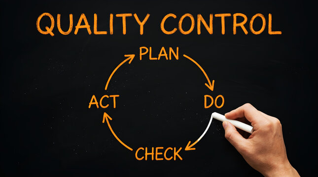 Quality Control Management Process Concept with PDCA Cycle Plan Do Check Act Method for Continuous Improvement and Business Excellence