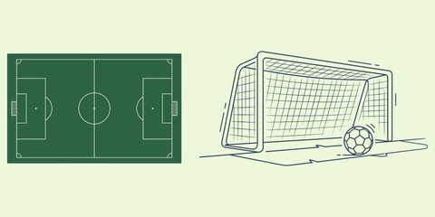 World football championship soccer field and goal illustration © Mitu