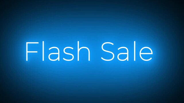 Flash sale text on a blue gradient background with a glowing neon effect