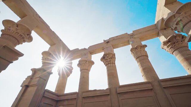 The ancient and historical Philae Temples complex in Aswan, which was built by the ancient Egyptian pharaohs. It was built during the third century BC. it built to worship the goddess "Isis" - Egypt.