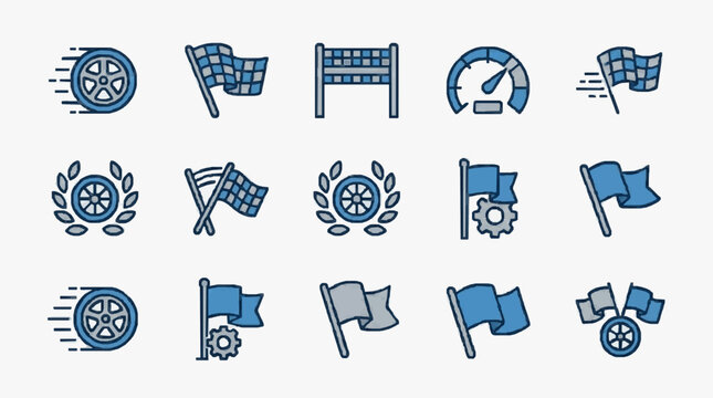 Industrial Performance Metrics and Control Visual Symbols for Manufacturing Excellence with high professional line art symbols for modern creative design and digital branding projects