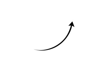 Black curved arrow pointing upwards, thin sweeping growth vector icon. © Top Stock 4YOU
