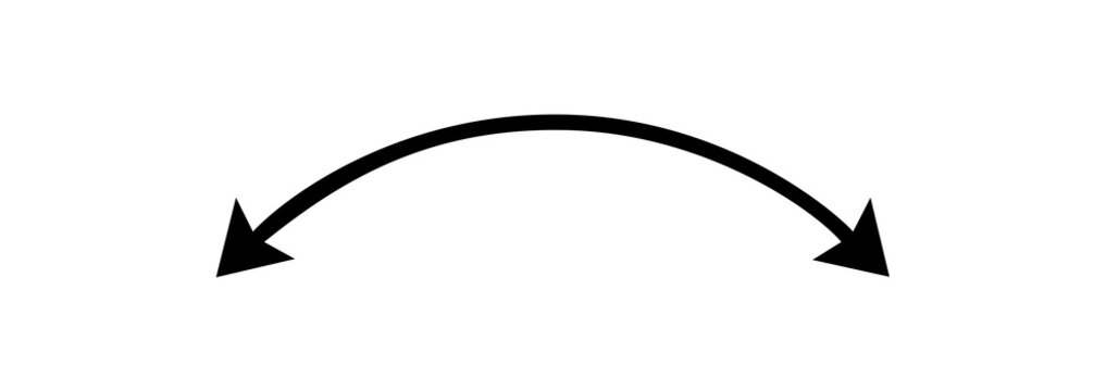Double-headed curved arrow pointing down on both ends, black vector icon.