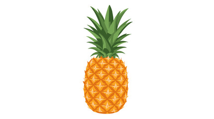 A vibrant, ripe pineapple with a spiky green crown stands tall against a clean white background, showcasing its textured, golden-yellow rind. © awas