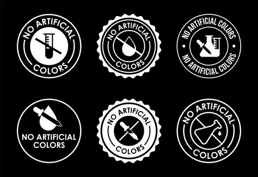 No artificial colors, clean product label badge, organic food icon.