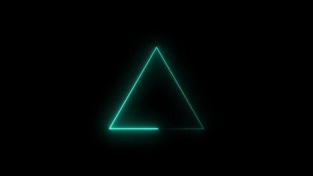 Glowing neon cyan triangle frame on black background neon Simple triangle animation Triangle animation