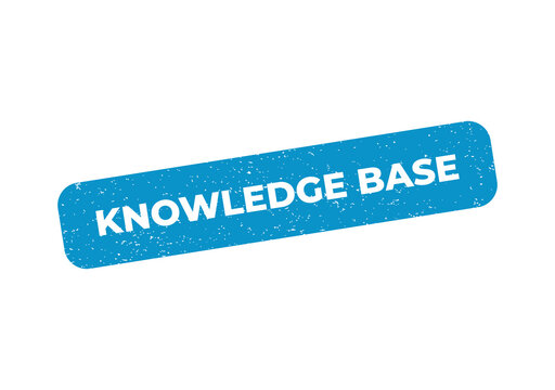 Blue knowledge base stamp icon with a textured grunge design style