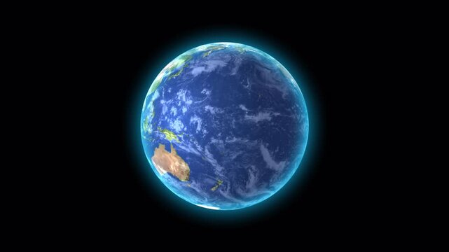 Earth Planet Rotation Animation 4k, Rotating Earth Globe Space Visualization, Realistic Earth Planet Motion Graphic.