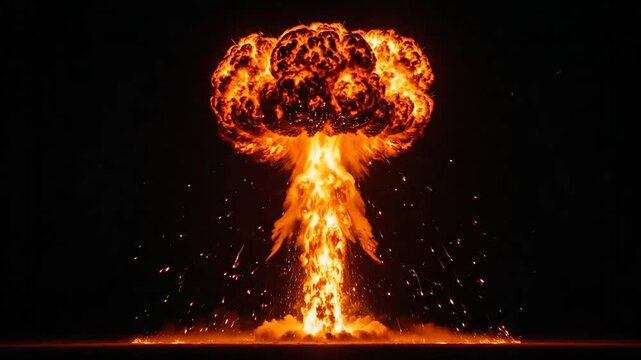 A massive explosion of fire and smoke.