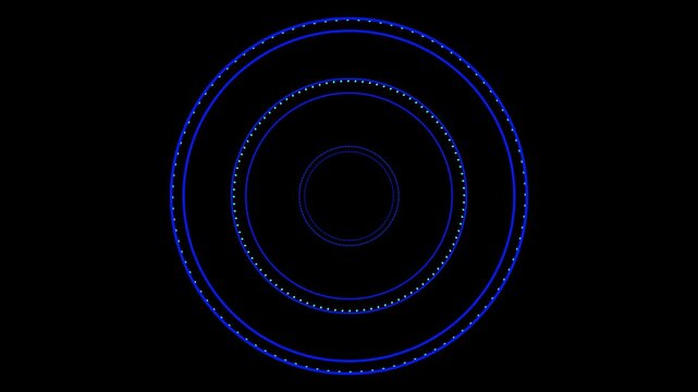 Concentric circles of blue quotation marks on black. Creative concentric circles of blue quotation marks for grammar education tutorials. Modern concentric circles layout.