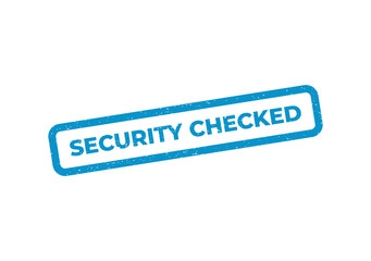 Fototapeta premium Blue rectangular rubber stamp with the text security checked