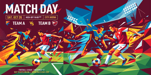 Dynamic illustration world football championship match day advertisement with team a vs team b © Najma