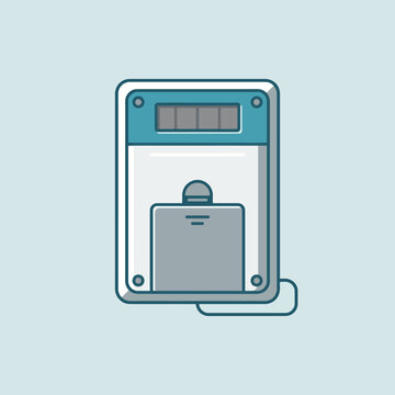 A flat vector illustration of a modern electric utility meter