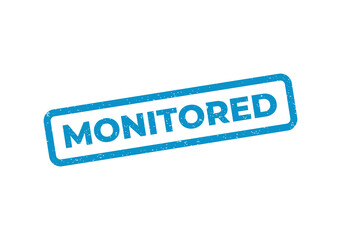 Fototapeta premium Blue grunge rubber stamp with the word monitored in a rectangle frame