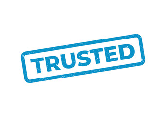 Obraz premium Blue rubber stamp with the word trusted inside a rectangular border