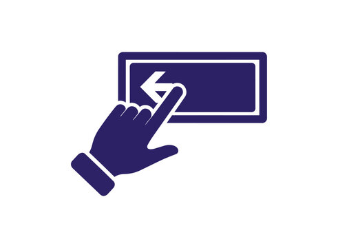 Finger pressing backspace button icon on black background