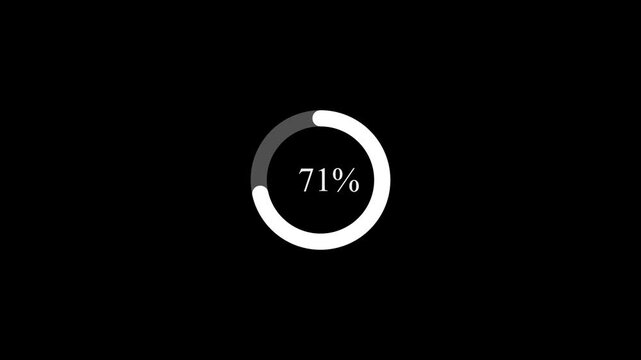 Progress bar animation displaying 0% to 100% loading. Step-by-step loading bar animation from start to finish.Animation of the update process on the black screen.