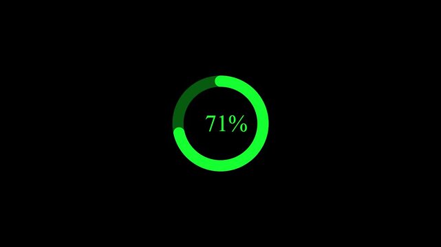 Progress bar animation displaying 0% to 100% loading. Step-by-step loading bar animation from start to finish.Animation of the update process on the black screen.