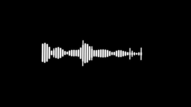Futuristic audio visualizer waveform animation isolated on transparent background, white sound frequency spectrum, voice recording signal effect, seamless equalizer motion in 4K