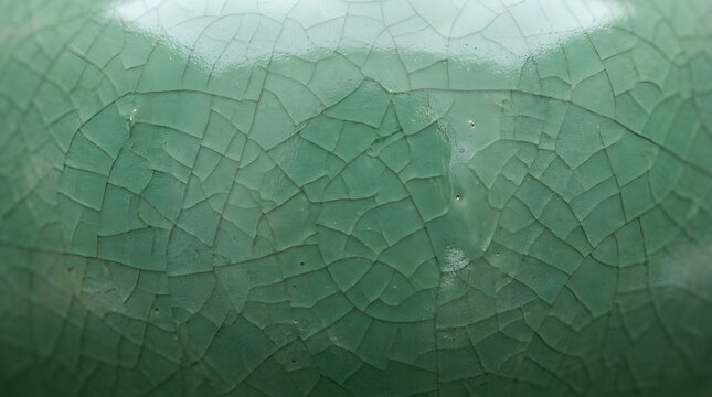 Macro close-up of crackled celadon glaze surface on traditional Chinese porcelain, historic ceramic craft texture