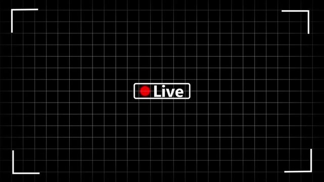 Abstract live symbol, live frame icon animation. Social media Live icon text with red circle blinking effect concept. 4k video.