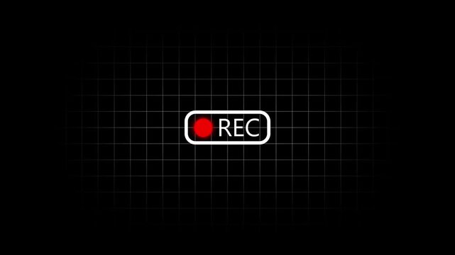 Recording symbol, rec icon animation. recording icon button loop animation. Records icon text with glowing red circle blinking effect. 