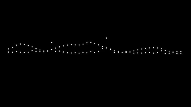 Futuristic white audio visualizer line animation, sound spectrum equalizer effect on transparent background, podcast waveform display, frequency signal motion, seamless 4K