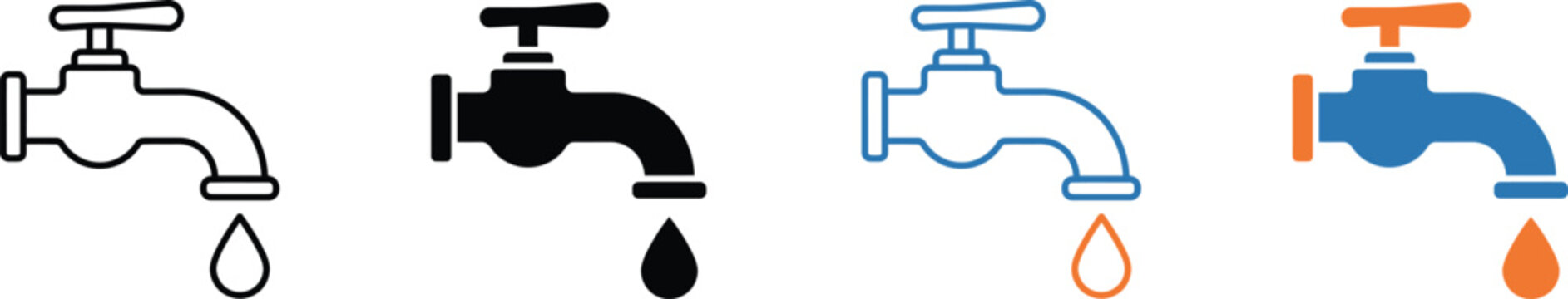 leaking faucet icons with different colors and transparent background PNG