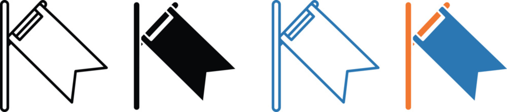 flags on poles with different colors and styles for design