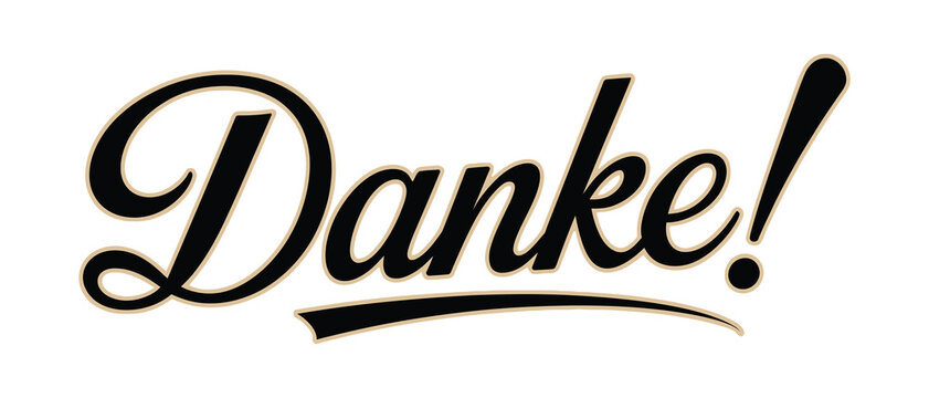 Danke brush lettering sign, modern handwritten German thank you typography for postcards invitations T shirt prints and greeting designs.