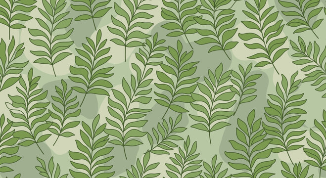 Green leaves pattern vector illustration for background design and decoration