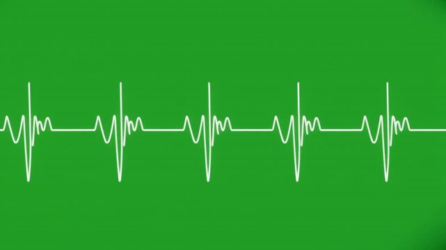 Animated heartbeat monitor on green screen background, medical concept, health, life, and pulse