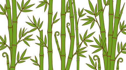 Naklejka premium Seamless bamboo pattern with green stems and leaves