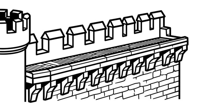 Castle Wall Crenellations and Turret Detail.