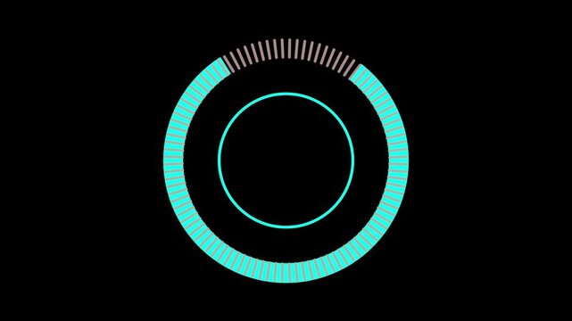 Futuristic circular progress bar with blue neon accents. Digital futuristic circular progress bar for application loading menus. Modern futuristic circular progress bar.