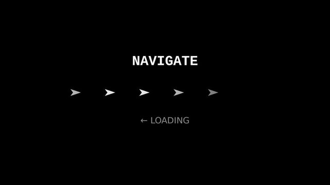 Minimalist loading animation with navigate text and moving arrows animation