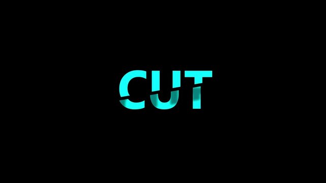 Cyan word cut with shadow effect against black background. Creative cyan word cut with shadow effect for typography layout titles. Modern cyan word cut with shadow.