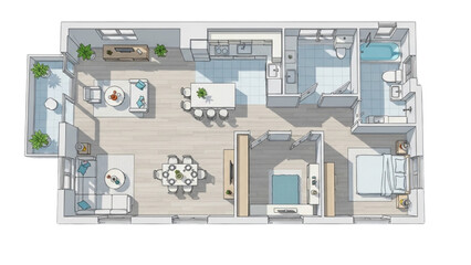2D AutoCAD Vector illustration of a modern house floor plan design © Stock Image Paradise