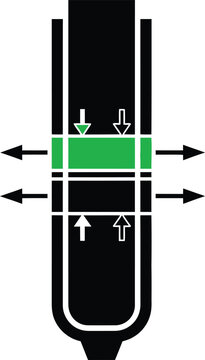 Abstract technical diagram with arrows and green bar