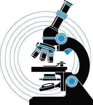 Black microscope icon with circular lines vector illustration