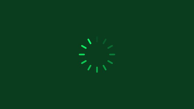 Green loading spinner animation for digital interface and web ui animation