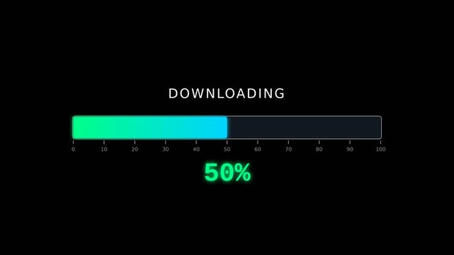 Digital downloading progress bar animation with percentage counter animation