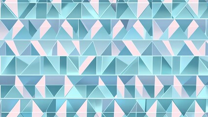 Fototapeta premium A vibrant geometric pattern featuring triangles and squares in shades of blue and pink