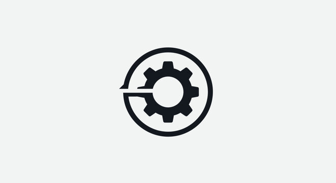 Bold circular path icon integrated with a small gear.